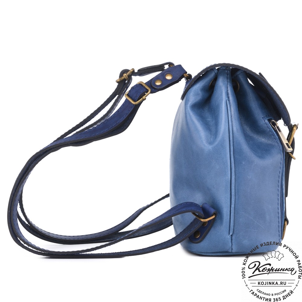 Женский кожаный рюкзак "Колибри" (синий)